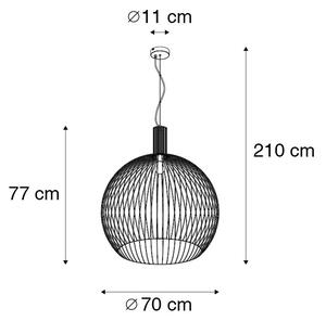 Dizajnové závesné svietidlo okrúhle čierne 70 cm - Wire Dos
