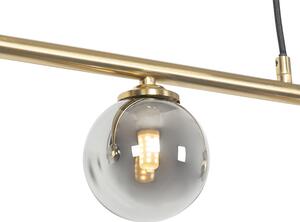 Moderná závesná lampa zlatá 100 cm 5-žiarovka s dymovým sklom - Atény