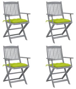 Skladacie vonkajšie stoličky s podložkami 4 ks akáciový masív