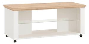 KONFERENČNÝ STOLÍK, biela, dub artisan, sklo, kompozitné drevo, 115/49/51 cm Landscape - Stolíky do obývačky