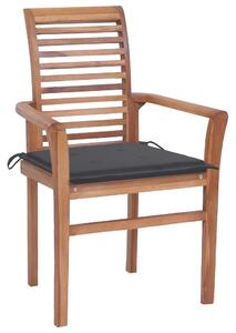 Jedálenské stoličky 6 ks antracitové podložky tíkový masív