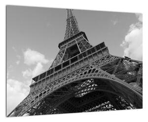 Čiernobiely obraz Eiffelovej veže (Obraz 60x40cm)