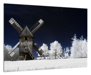 Veterný mlyn v zimnej krajine - obraz (Obraz 60x40cm)