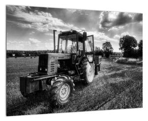 Čiernobiely obraz traktora (Obraz 60x40cm)