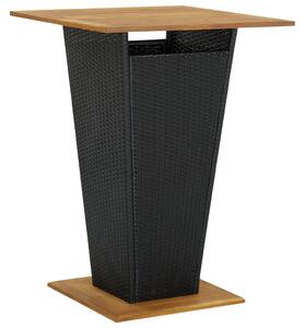 Barový stôl čierny 80x80x110 cm polyratan a akáciový masív