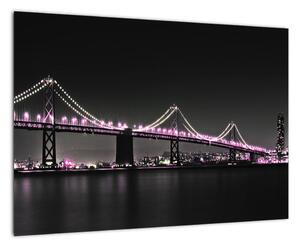 Nočný osvetlený most - obraz (Obraz 60x40cm)