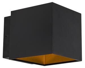 Dizajnové nástenné svietidlo čierna / zlatá vrátane LED - Caja