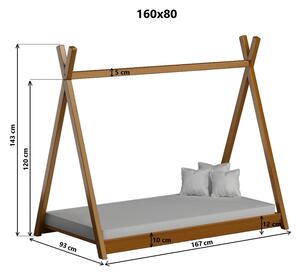 Drevená detská posteľ Tipi - Výber farebného prevedenia