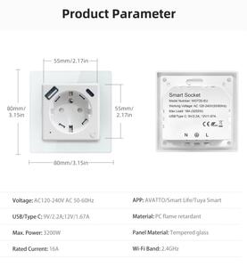 Immax NEO 07544L - Inteligentná zásuvka E 16A/230V + 1xUSB-A+1xUSB C PD 20W Wi-Fi