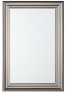 Nástenné závesné zrkadlo strieborné 61 x 91 cm moderné obdĺžnikové s rámom minimalistický dizajn