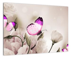 Motýľ na kvetine - obraz (Obraz 60x40cm)