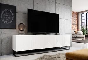 TV skrinka Asha 200 cm s kovovými nohami - biely mat