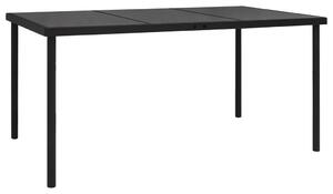 Záhradný stôl so sklenenou doskou čierny 150x90x74 cm oceľ