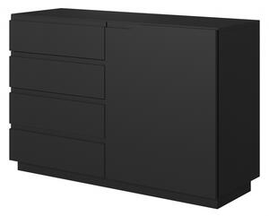 Moderná komoda Loftia so 4 zásuvkami - čierna / čierny mat