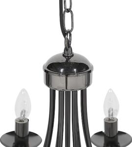 Stropná lampa z čierneho kovu 143 cm s vysokým leskom s 8 žiarovkami viktoriánsky štýl vintage