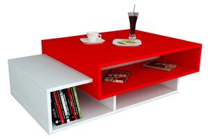 Dizajnový konferenčný stolík Landis 105 cm biely / červený