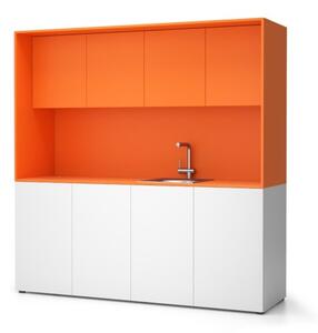 Kuchynka NIKA s drezom a batériou 1963 x 600 x 2000 mm, oranžová, pravá