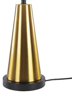 Stolná lampa zlatá kovová 60 cm váza v tvare tkaniny béžový kábel s moderným vypínačom