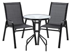 Balkónový set: 2 Stoličky a stolík - čierny