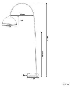 Stojaca lampa medená kovová 160 cm nastaviteľný tieniaci zvon v tvare dlhého kábla so spínacou oblúkovou lampou priemyselného vzhľadu
