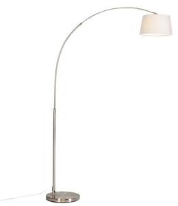 Moderná oceľová oblúková lampa s bielym látkovým tienidlom - Arc Basic