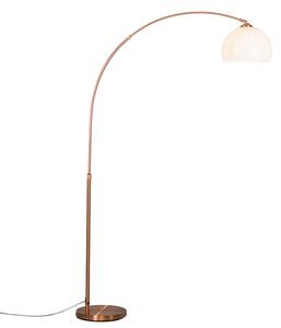 Moderná oblúková lampa medená s bielym tienidlom - Arc Basic