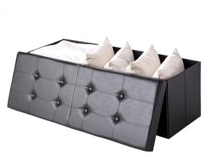 Skladacia sedacia truhlica s odklápacím krytom, čierna – 80 x 40 x 40 cm, Casaria