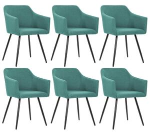 Jedálenské stoličky 6 ks zelené látkové