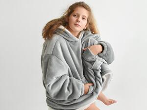XPOSE® Detská mikinová deka s barančekom (velká) - svetlo sivá