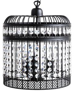 Luster čierna priehľadná železo PVC matný povrch s krištáľmi závesná lampa glamour štýl obývačka jedáleň