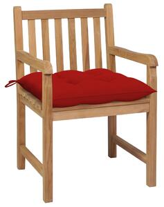 Záhradné stoličky 2 ks červené podložky tíkový masív