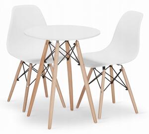 Jedálenská zostava TODI 60cm okrúhly stolový set biely + 2 stoličky OSAKA biele