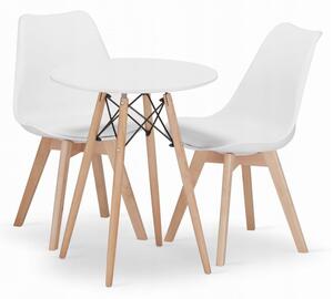 Jedálenská zostava TODI 60cm okrúhly stolový set biely+ 2 stoličky MARK biele