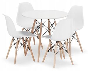 Jedálenská zostava TODI 80cm okrúhly stolový set biely a 2 stoličky OSAKA biele + 2 stoličky OSAKA biele ZADARMO