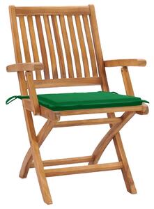 Záhradné stoličky 2 ks zelené podložky teakový masív