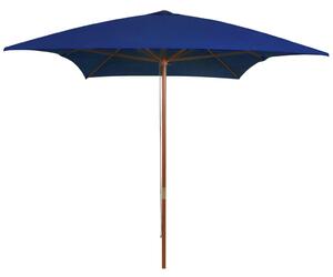 Vonkajší slnečník s drevenou tyčou modrý 200x300 cm