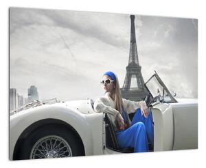 Obraz ženy u Eiffelovej veže (Obraz 60x40cm)
