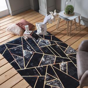 Čierny koberec so zaujímavými detailmi Šírka: 80 cm | Dĺžka: 150 cm