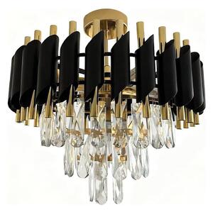Prisadený luster CRISTAL 5xE14/10W/230V priemer 38 cm čierna/zlatá