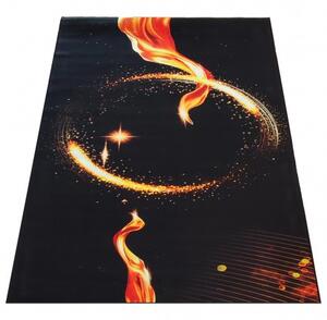 Čierny koberec s ohnivým kruhom Šírka: 60 cm | Dĺžka: 100 cm