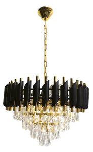 Luster na reťazi CRISTAL 7xE14/10W/230V priemer 48 cm čierna/zlatá