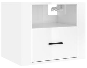 Nástenný nočný stolík lesklý biely 50x36x40 cm