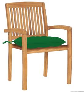 Záhradné stoličky 2 ks zelené podložky tíkový masív