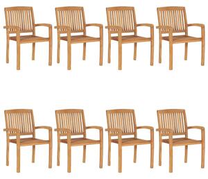 Stohovateľné záhradné stoličky 8 ks tíkový masív