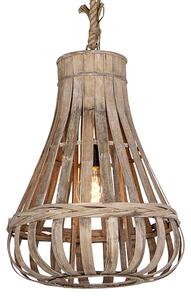 Vidiecka závesná lampa drevo s lanom 42cm - Excalibur