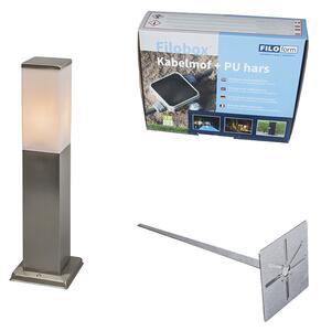 Vonkajšia lampa oceľová 45 cm IP44 - Malios so zemným hrotom a káblovou prírubou