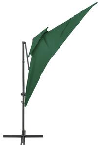 Závesný slnečník s dvojitou strieškou zelený 250x250 cm