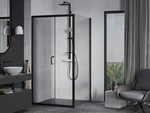 Mexen APIA, sprchový kút s posuvnými dverami 90 (dvere) x 90 (stena) cm, 5mm číre sklo, čierny profil, 840-090-090-70-00