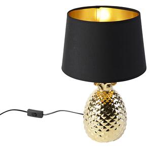Stolná lampa v štýle Art Deco zlatá s čierno-zlatým odtieňom - Pina