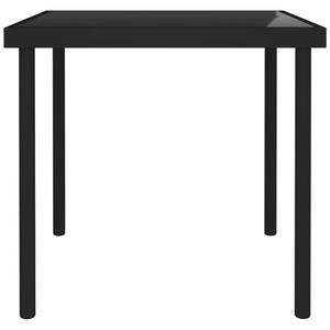 Vonkajší jedálenský stôl čierny 80x80x72 cm sklo a oceľ